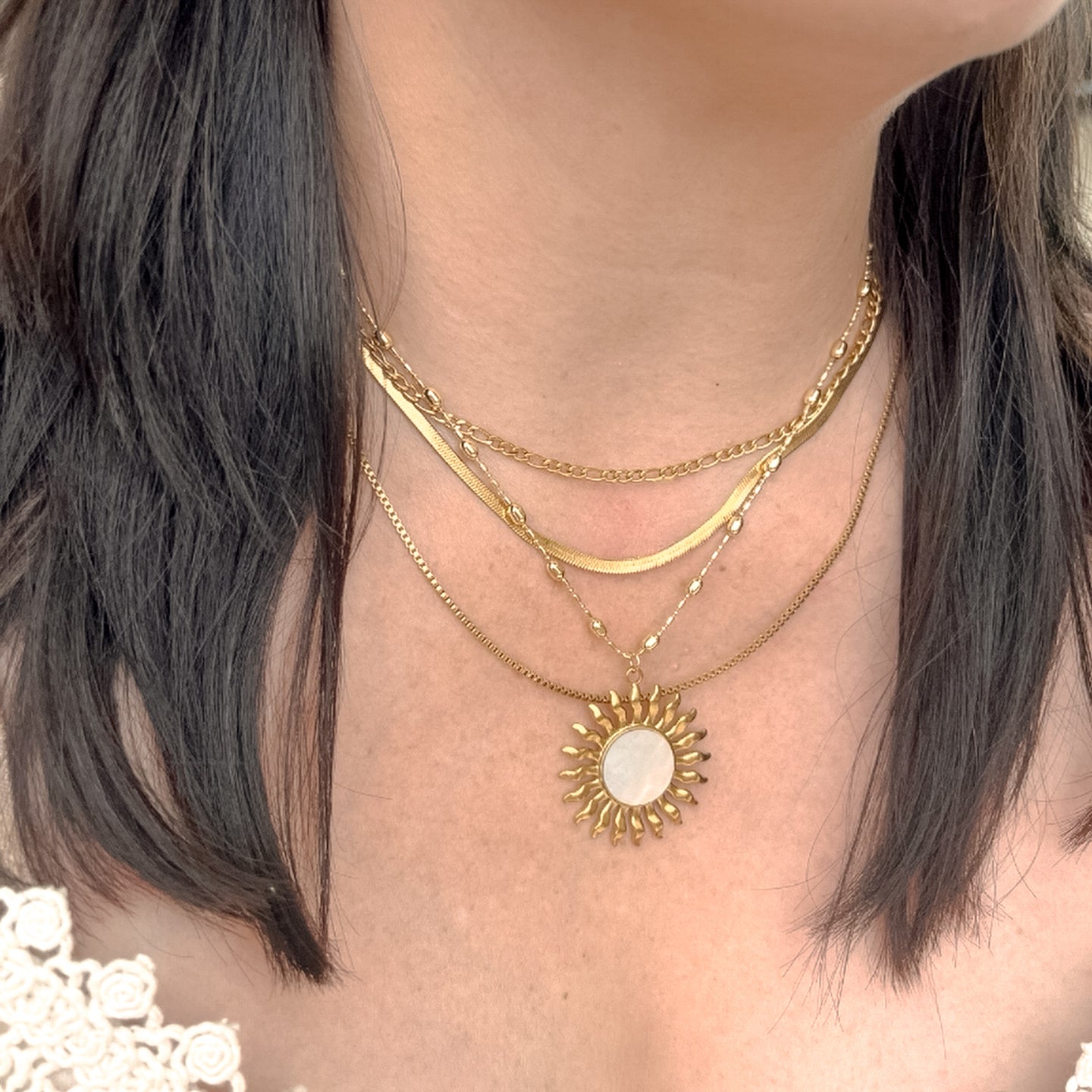 Mother of Pearl Sun Necklace