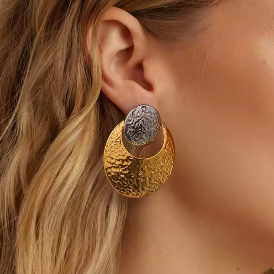 Two Tone Oval Earrings