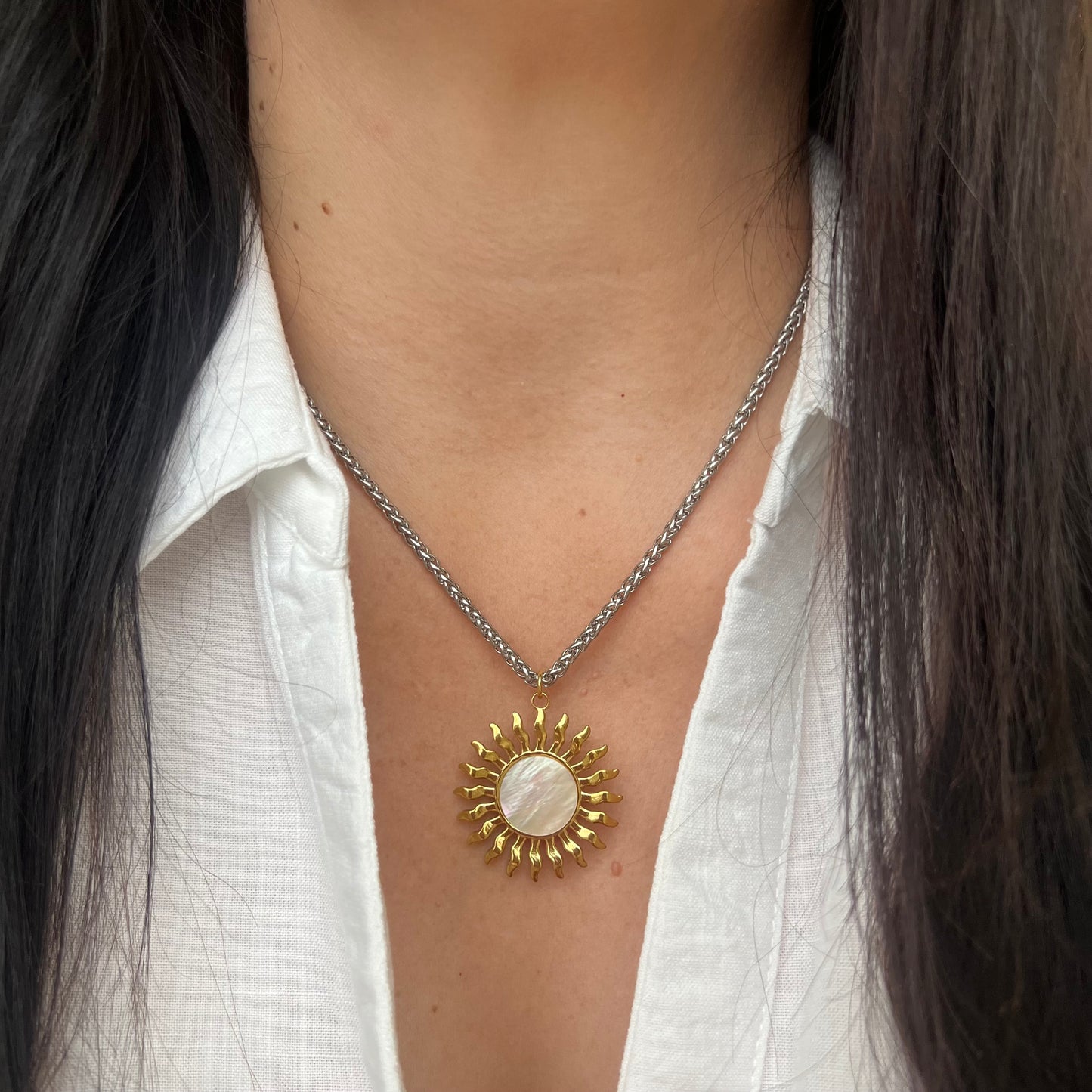 Mother of Pearl Sun Necklace