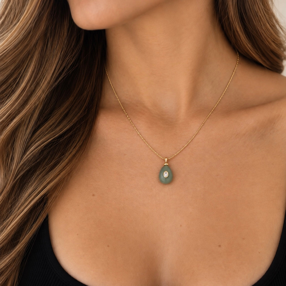 Green Jade Drop Necklace