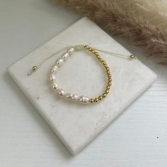Hematite Pearl Adjustable Bracelet