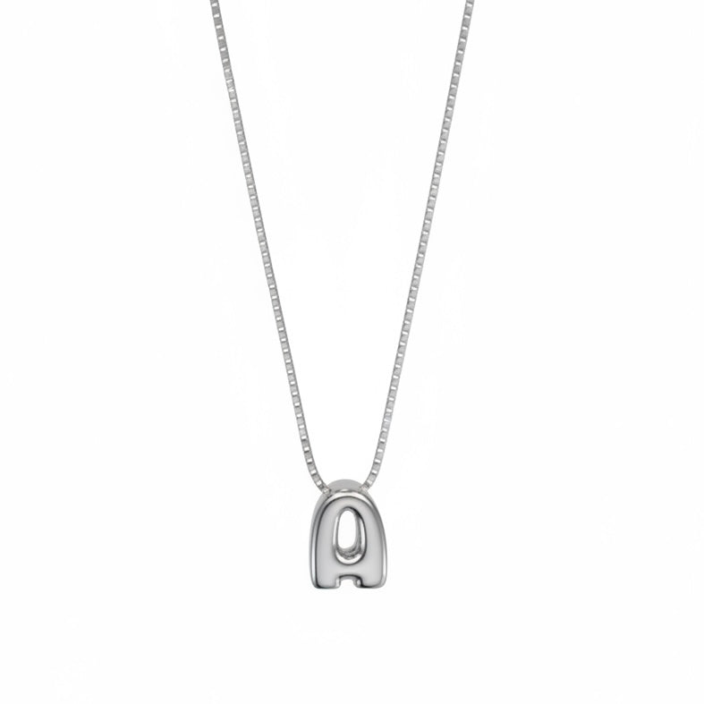 Bubble Initial  Silver Necklace