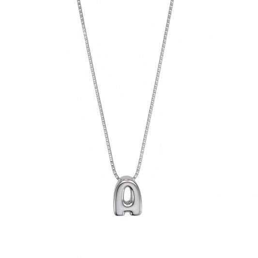 Bubble Initial  Silver Necklace
