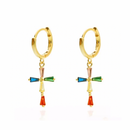 Multi Color cross earrings